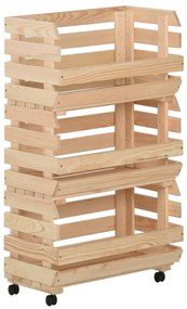 vidaXL Τρόλεϊ Λαχανικών 37 x 30 x 80 εκ. από Μασίφ Ξύλο Πεύκου