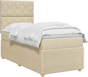 vidaXL Κρεβάτι box spring με στρώμα Κρεμ 90 x 200 cm Ύφασμα