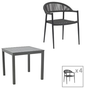 Intrahome Τραπεζαρία Kliton-Freiburg σετ 5τεμ Intrahome αλουμίνιο σε ανθρακί απόχρωση 80x80x74εκ | SKU: INTRAPA-311112284