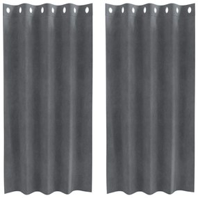 vidaXL Κουρτίνες με κουρτίνες 2 pcs Ανοιχτό γκρι 140 x 175 cm Βελούδο