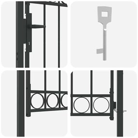 vidaXL Πύλη Φράχτη Γκρι 100 x 125 cm Ατσάλι με Επικάλυψη Πούδρας