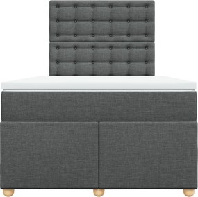vidaXL Κρεβάτι Boxspring με Στρώμα Σκούρο Γκρι 120x200 εκ. Υφασμάτινο