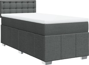 vidaXL Κρεβάτι Boxspring με Στρώμα Σκούρο Γκρι 90x200 εκ. Υφασμάτινο