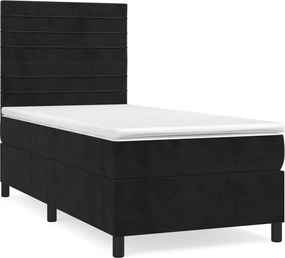 vidaXL Κρεβάτι Boxspring με Στρώμα Μαύρο 90x190 εκ. Βελούδινο