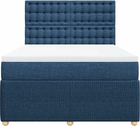 vidaXL Κρεβάτι Boxspring με Στρώμα Μπλε 140x190 εκ. Υφασμάτινο