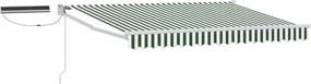 vidaXL Ηλεκτρικό Αναδιπλούμενο Σκίαστρο Πράσινο και Λευκό 2,5 x 2 m