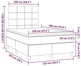 Κρεβάτι Boxspring με Στρώμα Κρεμ 120x190 εκ. Υφασμάτινο 3269935
