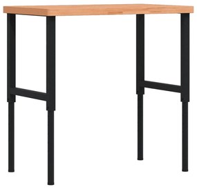 vidaXL Πάγκος Εργασίας Ορθογώνιος 100x60x(73-99,5) εκ Μασίφ Ξύλο Οξιάς
