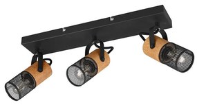 Φωτιστικό Οροφής - Σποτ Tosh 804300332 Natural-Black Trio Lighting Metal,Wood