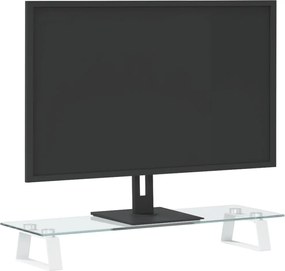 vidaXL Βάση Οθόνης Λευκή 60 x 20 x 8 εκ. από Ψημένο Γυαλί και Μέταλλο