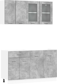 vidaXL Μονάδα κουζίνας Lyon 4 pcs Γκρι Σκυροδέματος Επεξεργασμένο Ξύλο