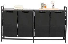 VEVOR 4 Section Laundry Sorter with Pull-Out Bags Metal Frame &amp; Wooden Tabletop