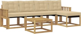 vidaXL Σειρά Καναπέ Εξωτερικού με μαξιλάρι 6 pcs Λευκό και Μπεζ