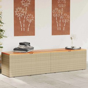 vidaXL Κουτί Αποθ. Κήπου Μπεζ 220x50x54 εκ. Συνθ. Ρατάν/Μασίφ Ακακία