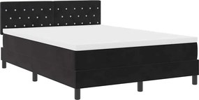 vidaXL LED Κρεβάτι με βάθρο με στρώμα Μαύρο 140 x 190 cm Βελούδο