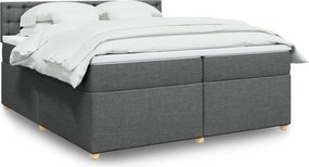 vidaXL Κρεβάτι Boxspring με Στρώμα Σκούρο Γκρι 200x200 εκ. Υφασμάτινο