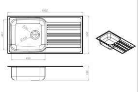 Νεροχύτης Fortinox Valley-Μήκος: 100 εκ.