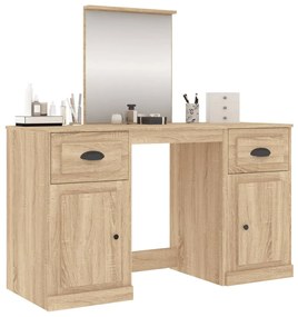 vidaXL Μπουντουάρ με Καθρέφτη Sonoma Δρυς 130x50x132,5 εκ.