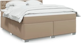 vidaXL Κρεβάτι Boxspring με Στρώμα Καπουτσίνο 180x200 εκ. Συνθ. Δέρμα