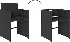 vidaXL Σετ Τραπεζαρίας Κήπου 17 τεμ Μαύρο από Συνθ. Ρατάν με Μαξιλάρια