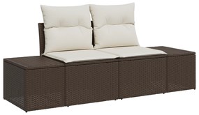 vidaXL Set Σαλονιού Κήπου 7 Τεμαχίων με Μαξιλάρια Καφέ Συνθετικό Ρατάν