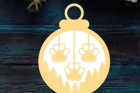 Σετ των 3 Intra απο ξύλο plywood 3mm-4mm πάχος - Χριστουγεννιάτικο στολίδι σκύλου Μεταλλικό λέιζερ τοίχου Δίασταση 6x6 cm INTRAFABR-87120411