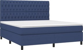 vidaXL Κρεβάτι Boxspring με Στρώμα Μπλε 180x200 εκ. Υφασμάτινο