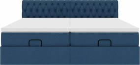 vidaXL Οθωμανικό κρεβάτι με στρώματα μπλε 200x200cm ύφασμα