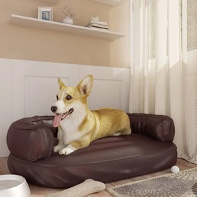 vidaXL Εργονομικό Κρεβάτι Σκύλου Καφέ 88 x 65 εκ. από Συνθετικό Δέρμα
