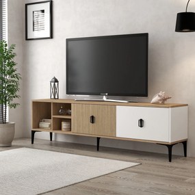 Έπιπλο Τηλεόρασης Δρυς / Λευκό DEFO 180x35x18