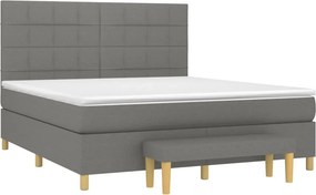 vidaXL Κρεβάτι Boxspring με Στρώμα Σκούρο Γκρι 160x200 εκ Υφασμάτινο