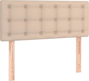 vidaXL Κρεβάτι Boxspring με Στρώμα Καπουτσίνο 90x200εκ.από Συνθ. Δέρμα