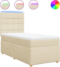 vidaXL Κρεβάτι Boxspring με Στρώμα Κρεμ 90x200 εκ.Υφασμάτινο