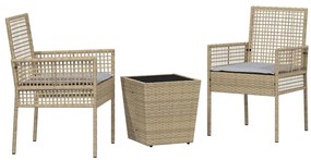 vidaXL Σετ Μπιστρό Κήπου 3 pcs Μπεζ Πολυ ράταν