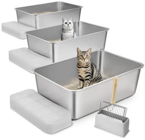 VEVOR 8 in Deep Cat Litter Box Odor-Free Litter Box with Filtering Foot Board