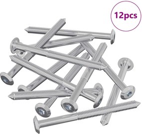 vidaXL Βίδες επίπλων 12 pcs Ασημί M6 x 85 χιλ. Ατσάλι