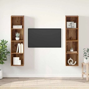 vidaXL Σετ επίπλου τηλεόρασης Επιτοίχιο 2 pcs Καφέ 37 x 37 x 142.5 εκ