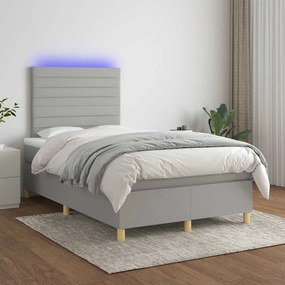 vidaXL Κρεβάτι Boxspring με Στρώμα &amp; LED Αν.Γκρι 120x190εκ. Υφασμάτινο