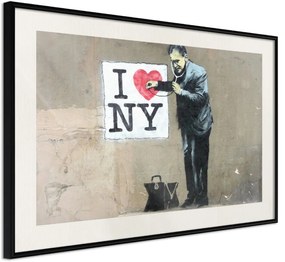 Αφίσα - Banksy: I Heart NY - 30x20 - Μαύρο - Με πασπαρτού