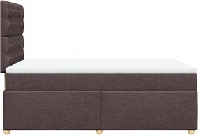 vidaXL Κρεβάτι Boxspring με Στρώμα Σκούρο Καφέ 120x190 εκ Υφασμάτινο