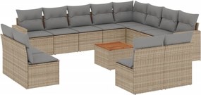 vidaXL Σετ Καναπέ Κήπου 13τεμ Μπεζ Συνθ. Ρατάν με Μαξιλάρια