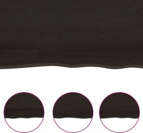 vidaXL Επιφ. Τραπεζιού Σκούρο Καφέ 100x60x2 εκ Επεξ. Μασίφ Ξύλο Δρυός