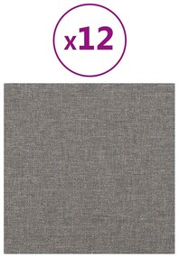 vidaXL Πάνελ Τοίχου 12 τεμ. Ανοιχτό Γκρι 30x30 εκ. 1,08 μ² Υφασμάτινα