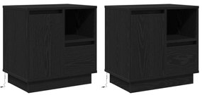 vidaXL Κομοδίνα με LED 2 τεμ Μαύρο Δρυς 50x34,5x50 εκ