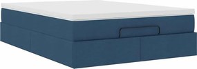 vidaXL Οθωμανικό κρεβάτι με στρώμα μπλε 140x190cm ύφασμα