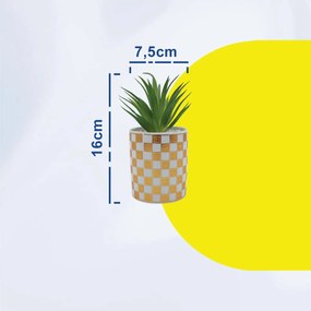 Τεχνητό Φυτό σε Κεραμικό Μοντέρνο Γλαστράκι 7.5x16cm - Άσπρο