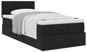 vidaXL Οθωμανικό κρεβάτι με στρώμα Μαύρο 100x200cm Ύφασμα