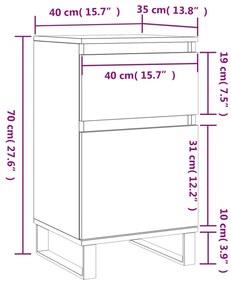 Συρταριέρα Γυαλιστερή Λευκή 40 x 35 x 70 εκ. από Επεξεργ. Ξύλο - Λευκό