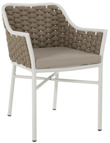 ARMCHAIR ALUMINUM  WHITE WITH BEIGE ROPE 56x58x76Hcm.