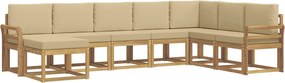 vidaXL Σειρά Καναπέ Εξωτερικού με μαξιλάρι 8 pcs Λευκό και Μπεζ